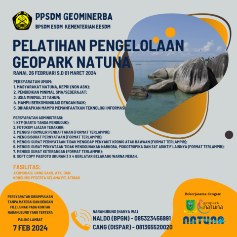 Read more about the article PPSDM Kementerian ESDM Akan Taja Pelatihan Pengelolaan Geopark di Natuna